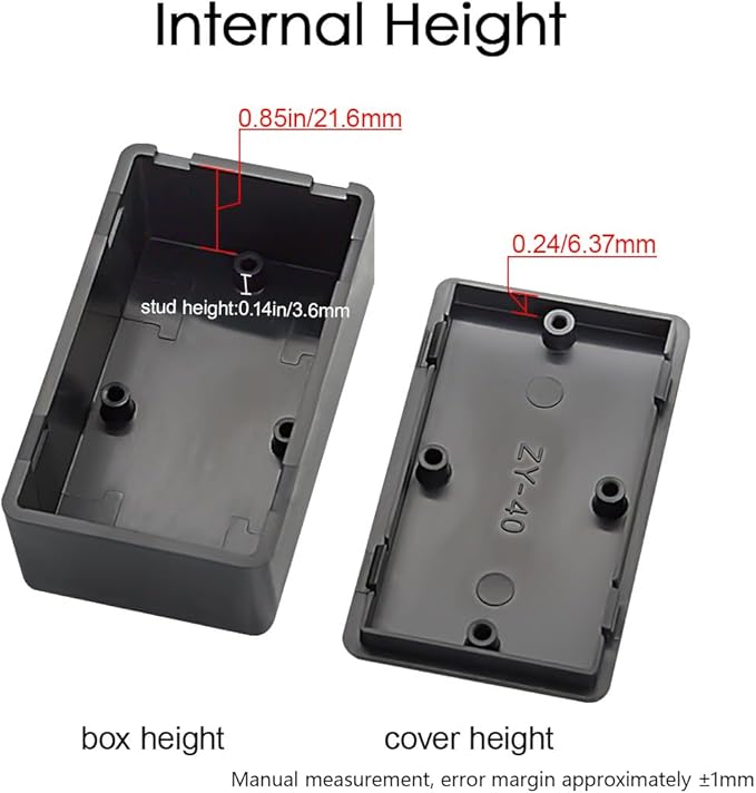 LeMotech 5Pcs ABS Plastic Electrical Project Case Power Junction Box, Project Box Black 2.4 x 1.4 x 1.0 inch (61 x 36 x 25 mm)