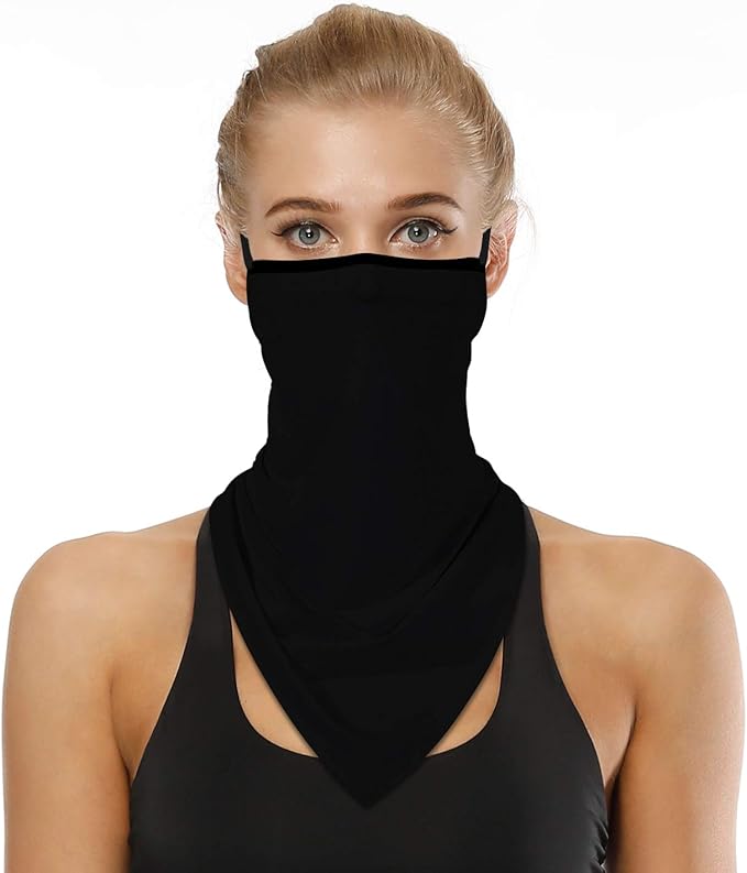YAYOUREL Neck Gaiter Face Mask Bandanas for Men Women UV Face Scarf Cover Ear Loop Hole Facemask for Fishing Running Cycling