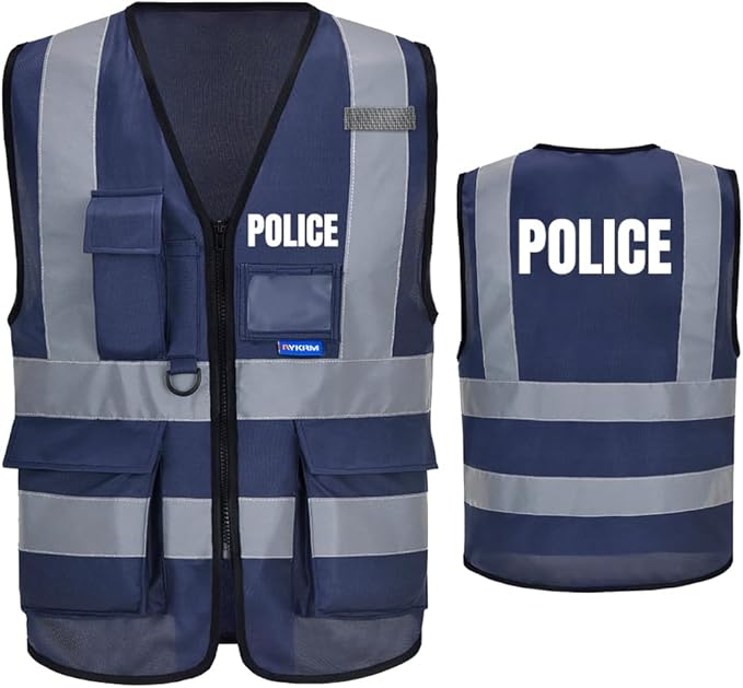 Reflective Security Safety Vests Heavy Duty with 7 Pockets and Front Zipper