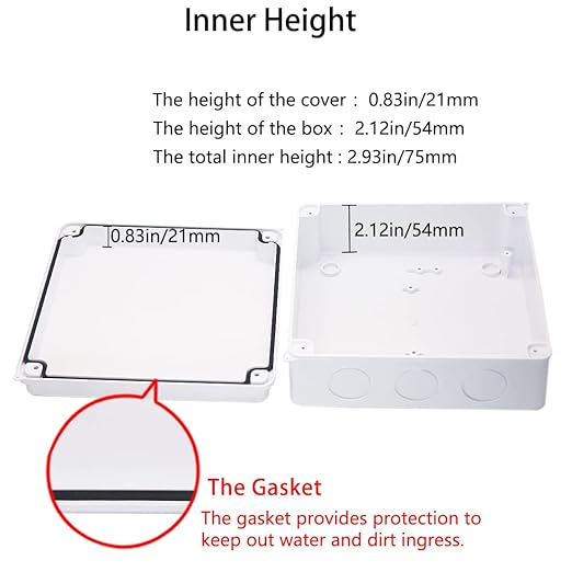 Junction Box, Zulkit Project Box with Reserved Holes IP65 Waterproof Dustproof Electrical Box ABS Plastic Project Enclosure White 7.9 x 7.9 x 3.1 Inch