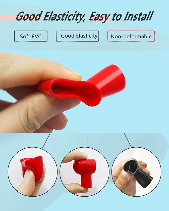 Battery Terminal Boots Insulating Covers 20 Pack (10 Red/10 Black), Protector Cable Lug Caps Replacement Tools for Auto Marine Commercial and Power Sports, Insulating Rubber Covers Skins Tool Parts