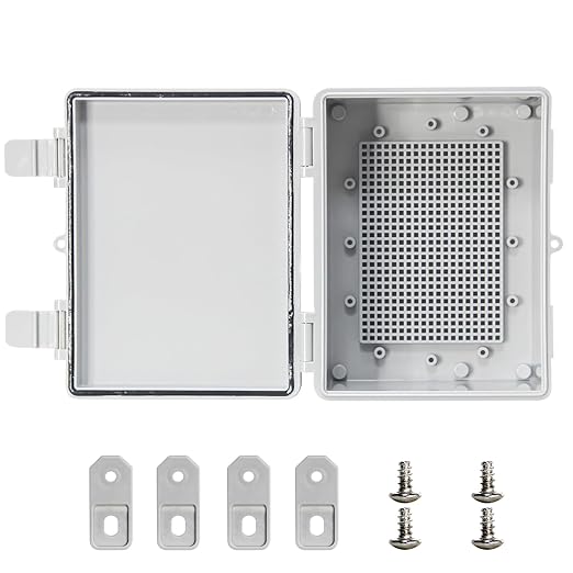 Junction Box Waterproof Electrical Box ABS Plastic Dustproof Waterproof Outdoor Universal Project Enclosure Gray Cover 8"x6.1"x3.9"