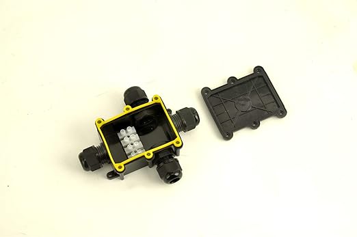 Junction Box Waterproof,Outdoor Junction Box, Waterproof Electrical Junction Box, IP68, 4 Way M20 coaxial Cable Connector Wire Range from 4 to 12mm, Black,
