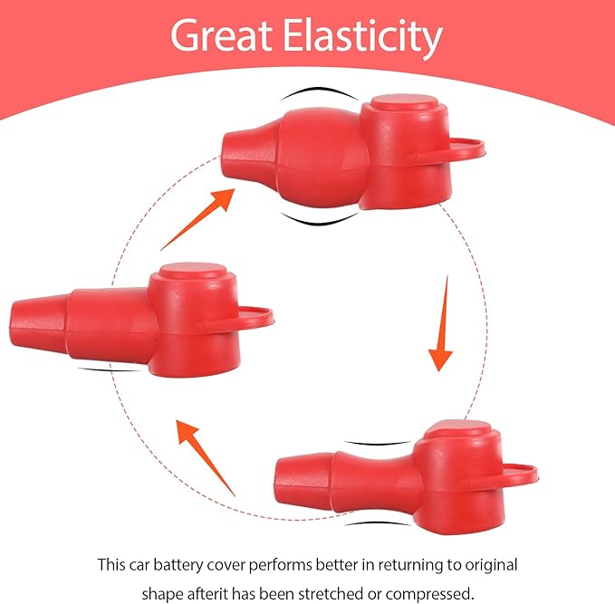 10 Pcs Silicone Battery Terminal Covers, Battery Terminal Protector, Silicone Batteries Cover Cap, Portable Stud Insulator Boot Covers for Car Truck Rv Solar Power Junction Block, Black & Red