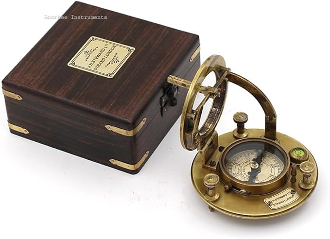 Compass Gift for Mom/Dad, Antique Nautical Directional Magnetic Sundial Pocket Compass Gifts for Women/Men with Leather Case or Wooden Box, Baptism 2026 Communion Christian Luxury Gift, Anniversary