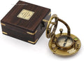 Compass Gift for Mom/Dad, Antique Nautical Directional Magnetic Sundial Pocket Compass Gifts for Women/Men with Leather Case or Wooden Box, Baptism 2026 Communion Christian Luxury Gift, Anniversary