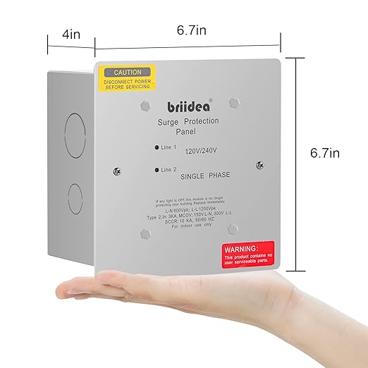 Whole House Surge Protector, Briidea Type 2 Single Phase 120/240 Volt Panel Whole House Surge Protection, Light Commercial/Residential Grade, in NEMA 1 Enclosure
