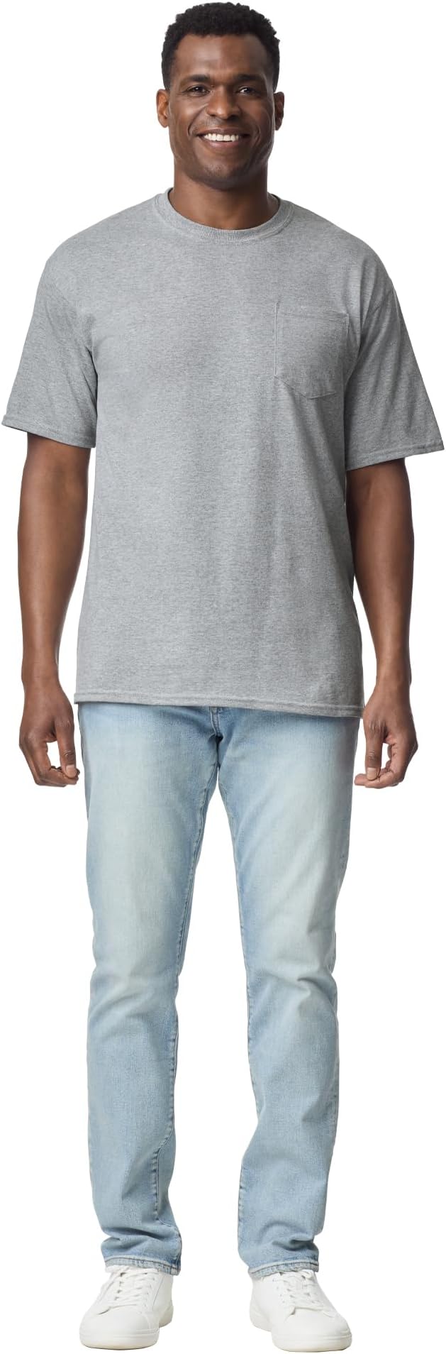 Gildan Unisex Adult DryBlend Workwear T-Shirts with Pocket, 2-Pack