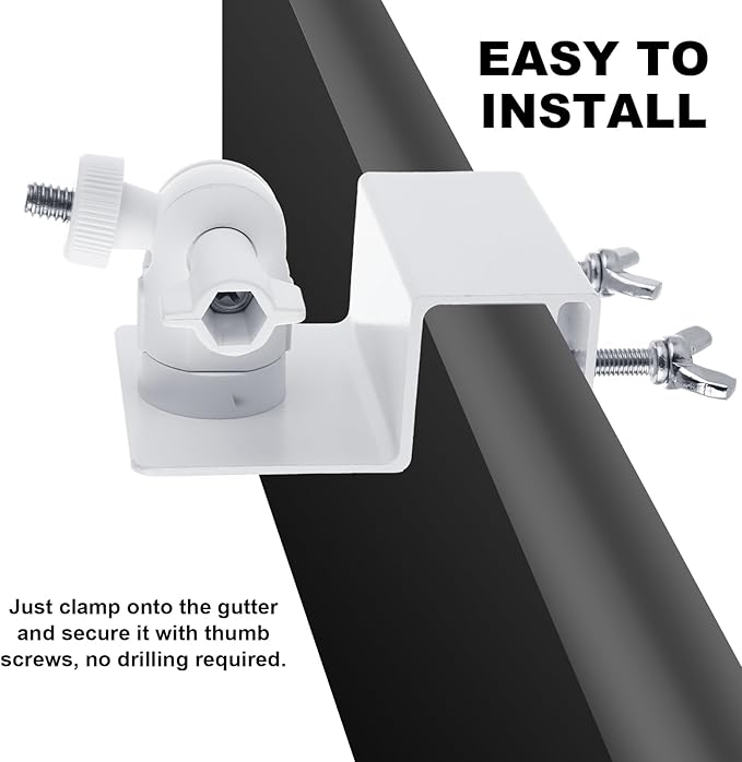 4 PCS Universal Solar Panel Gutter Mount Compatible with Ring Blink Arlo and More, White