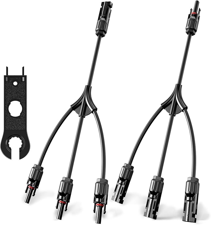 OYMSAE Solar Y Branch Adapter 1 to 3 - UL Certified Parallel Connectors Kit with M/FFF & F/MMM Plugs (Weatherproof)