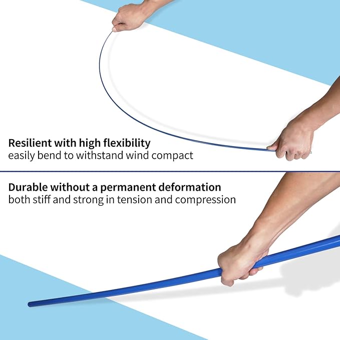 Anley 10Ft Telescopic Flagpole - Retractable Fiberglass Outdoor Telescoping flag pole - Reinforced Twist-to-tighten Section & Clip Hook Top - Lightweight Durable Pole (Blue)