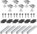 Solar Panel Roof Bracket Aluminium Solar Panel Mounting Rails Roof Rail Clamps PV Solar Mounting Rail Connector Installation Kit for Tin Roof, Flat Roof, Sheet Roof (6 x 200mm Rail + 6 x 30mm Clamp)