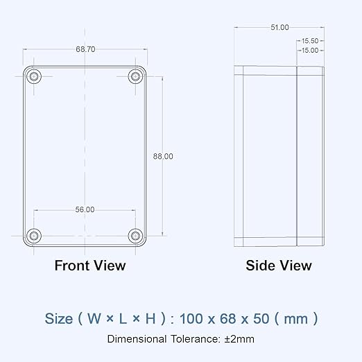 LeMotech Project Box ABS Plastic IP65 Waterproof Dustproof Electrical Junction Box with Clear Cover Outdoor Enclosure for Electronics, Black 3.9"x 2.6"x 1.9"(100x68x50mm)(Pack of 1)