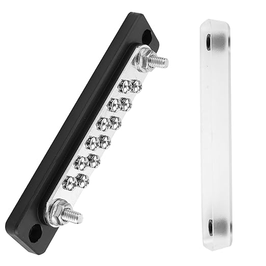 Common Busbar Power Distribution Block Battery Terminal Block for Car & Marine Applications 1/4" M6 150A with Dustproof Cover & Screw CBB (12 Poles)