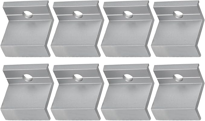 10 Pcs Aluminum Solar Panel End Clamps Mounting Hardware Kit PV Module Frame Support Brackets Rooftop Installation System Adjustable Solar Panel Mounting Z Bracket Clamps for Panel Frames