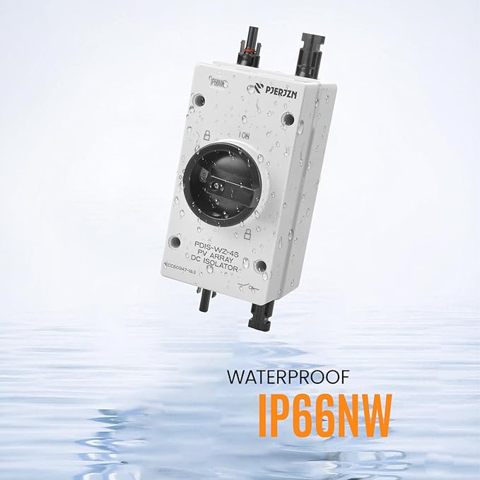 Solar Panel Disconnect Switch 32Amps 1200V 4P DC Isolator Switch PV System IP66 Waterproof - Ideal for Solar Power Outdoor Isolation Cut Off for Photovoltaic System Repair Replace(1200V 32A)