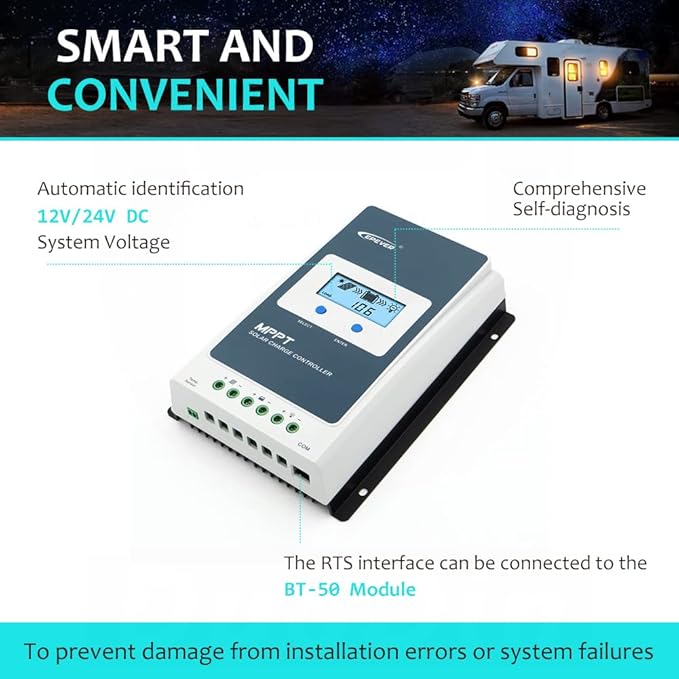 EPEVER 10A Solar Charge Controller MPPT Solar Panel Charge Controller 12V / 24V Auto Working Max PV 100V Solar Charge Battery Regulator with LCD Display for Gel Flooded Sealed Lithium Batteries