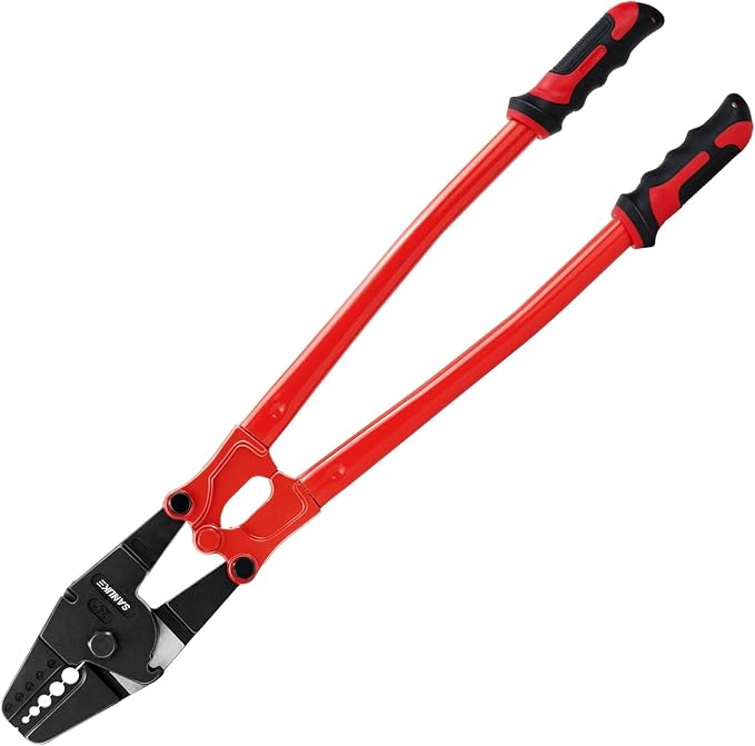 Sanuke 24 Inch Hand Swaging Tool, Wire Rope Crimping Tool 5 Cavity 1/16" 3/32" 1/8" 5/32" 3/16", Crimping and Cutting Combo Cable Crimper, Hand Swager Tool