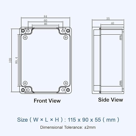 LeMotech Project Box ABS Plastic IP65 Waterproof Dustproof Electrical Junction Box with Clear Cover Outdoor Enclosure for Electronics, Black 4.5"x 3.5"x 2.1"(115x90x55mm)(Pack of 1)