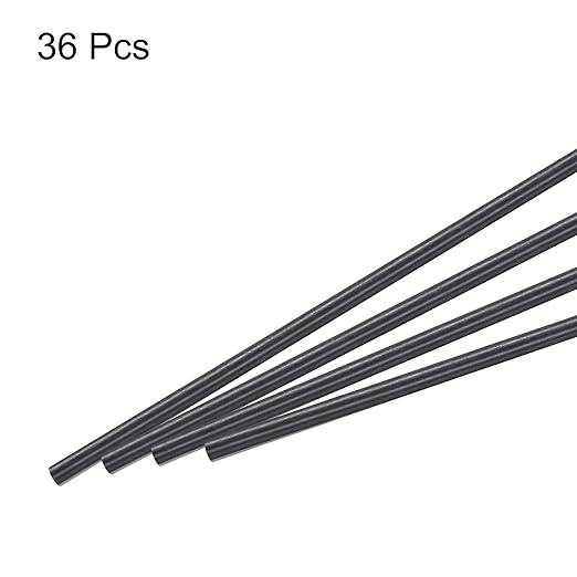 MECCANIXITY Carbon Fiber Rod, 2mm x 100mm Carbon Rod Bar for RC Airplane DIY Craft Kite Wing Tube Quadcopter Arm Repair Pack of 36