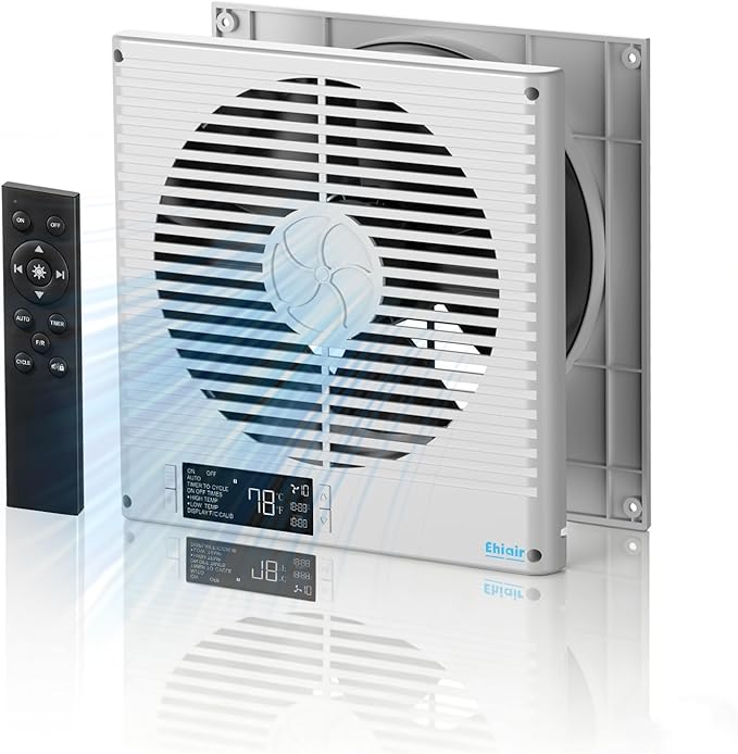 8" Room to Room Fan with Remote, 320 CFM Room to Room Air Transfer Fan, 10 Speeds Quiet DC Motor Through Wall Fan & Exhaust Fan for Bedroom, Laundry, Kitchen, Garage, ETL Certified
