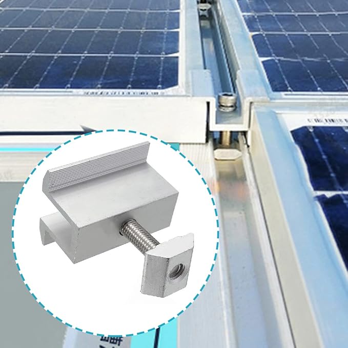 20 Pack Solar Panel Mid Clamps, Roof PV Panel Rail Aluminum Mounting Bracket Fits 1.2" - 2" Thick Solar Panel Frame