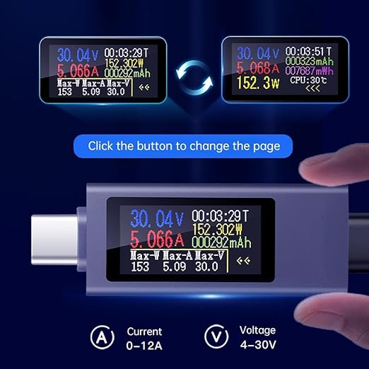 diymore USB C Power Meter Testers,USB-C Tester Color Screen,Digital Multimeter,Voltage Current Tester USB Battery Checker USB Voltage Current Voltmeter USB Mobile Testers USB Power Tester