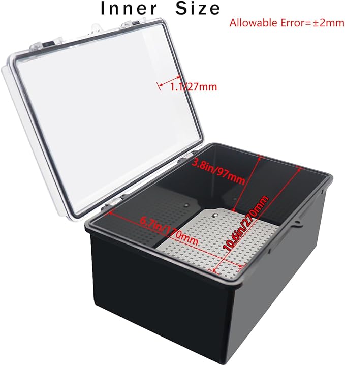 Junction Box, Hinged Black Clear Cover IP67 Waterproof ABS Project Box with Mounting Plate Electrical Box Enclosure with Wall Bracket 11.4 x 7.5 x 5.5inch(290x190x140mm)