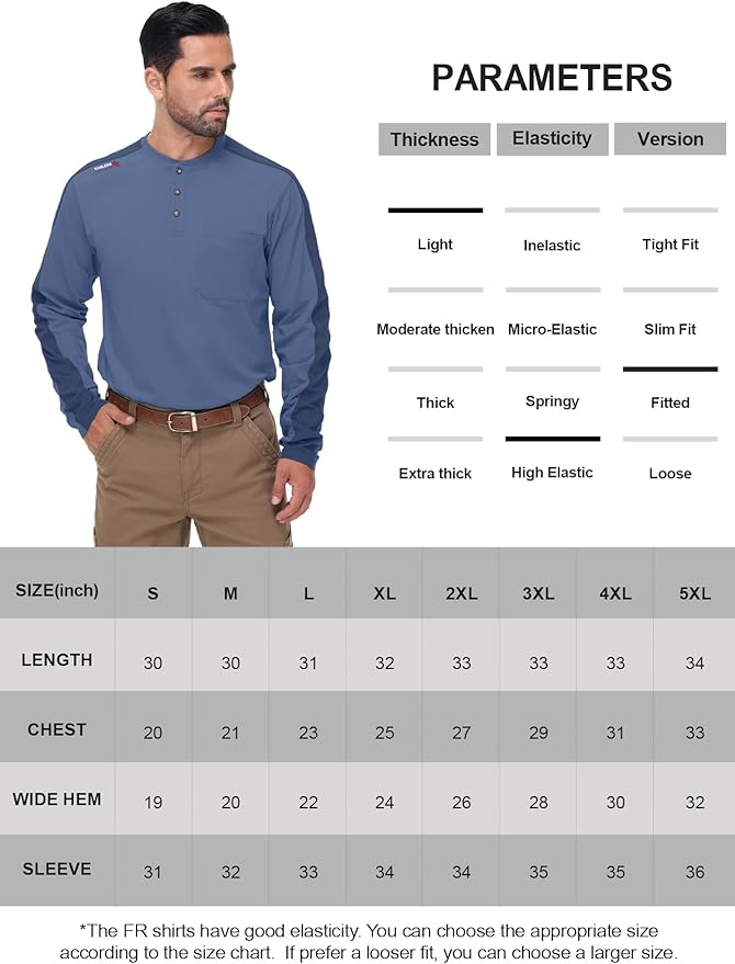 FR Shirts for Men 5.5OZ Lightweight Stretch Patriot Baseball T-Shirt Work Shirt