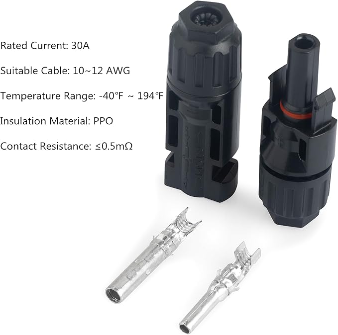 8 Pairs of Solar Connectors with 2 Spanners Compatible with 10-12AWG Cables