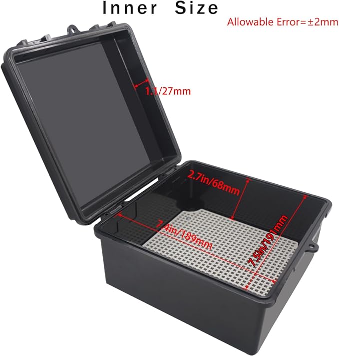 Junction Box, Hinged Black Cover IP67 Waterproof ABS Project Box with Mounting Plate Electrical Box Enclosure with Wall Bracket 8.3 x 8.3 x 4.3inch(210x210x110mm)