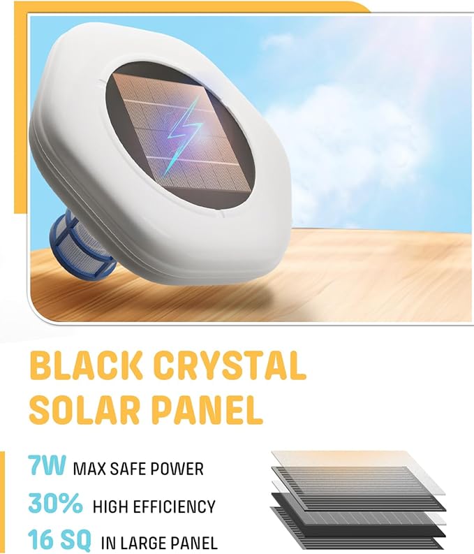 Solar Pool Cleaner, Floating Water Cleaner and Purifier, Copper for Pool 35,000 Gallons, Large Solar Panel & 2 Sets of Fittings, Floating Water Cleaner for Above Ground Pool & Inground Pool