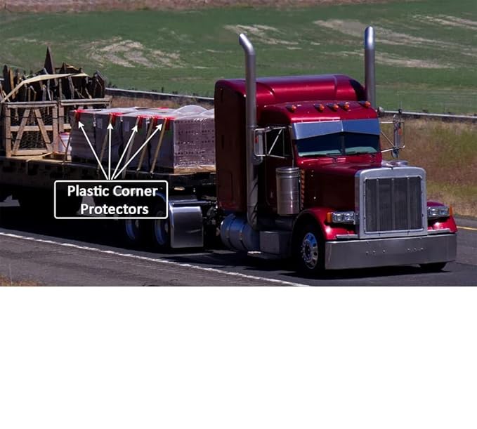 Mytee Products (120 Pack) 4" x 4" x 10" Blue Corner Protector V Shaped Flatbed Edge Guards with Carrying Case - Cargo Load Corner Edge Protector and Tie-Down Strap Guard for Flatbed