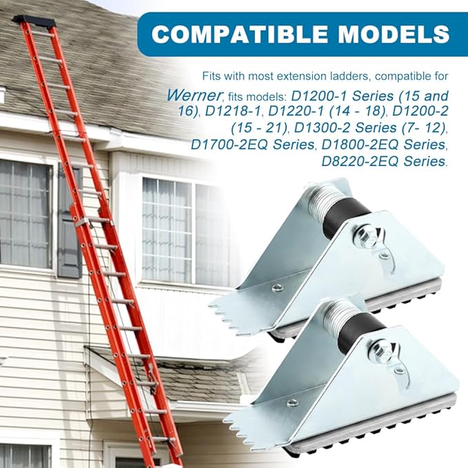 2 Pack Aluminum Anti-Skid Shoe Feet for Extension Ladders Replacement Parts Rubber Padded Feet Ladder Accessories Compatible with Most Ladders Silver Black