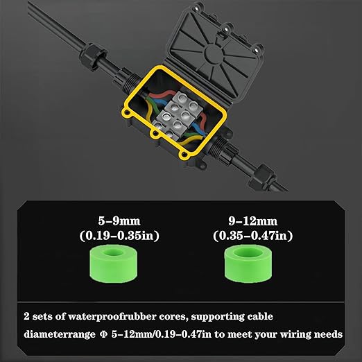 Outdoor Waterproof Junction Box Plastic，Outdoor Cable Electrical Box Waterproof ，Open Splice Underground Electrical Junction Water Proof Box，2 Way Wire Range 5-12mm Trailer Junction Box