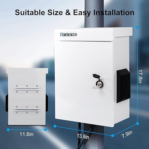 Outdoor Electrical Box, Cold-Rolled Steel Plate, Aluminum Alloy Back Beam, One-Piece Ventilation Design, IP65 Waterproof, Wall/Pole Mounted (17.8" x 13.8" x 8")