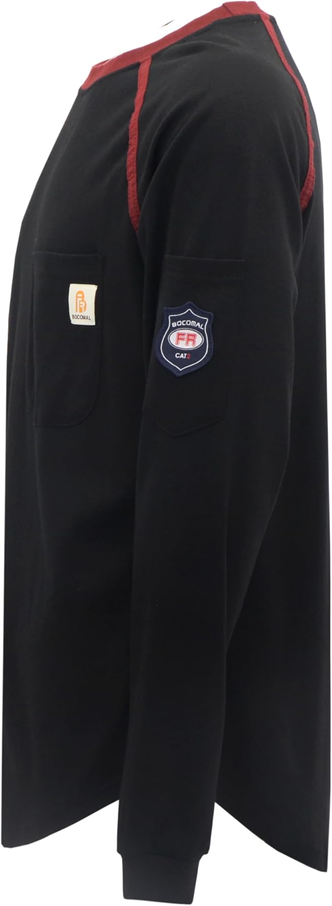 BOCOMAL FR Shirts for Men Crew Neck Long Sleeve 5.5oz Light Weight Flame Resistant/Fire Retardant Clothing Shirt
