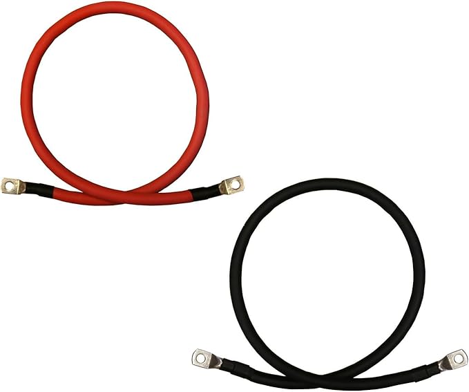 8 AWG Gauge Red + Black Pure Copper Battery Inverter Cables Solar, RV, Car, Boat (9 in., 3/8 in. Lugs Both Ends)