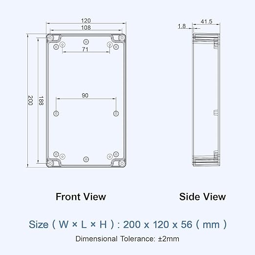 LeMotech Project Box ABS Plastic IP65 Waterproof Dustproof Electrical Junction Box with Clear Cover Outdoor Enclosure for Electronics, Black 7.8"x 4.7"x 2.2"(200x120x56mm)(Pack of 1)