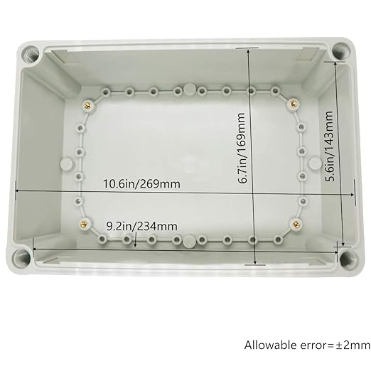 Zulkit Junction Box ABS Plastic Dustproof Waterproof IP67 Junction Boxes Universal Electrical Project Enclosure DIY Electronic Project Box Grey 11.02 x 7.48 x 7.09 inch (280 x 190 x 180 mm)