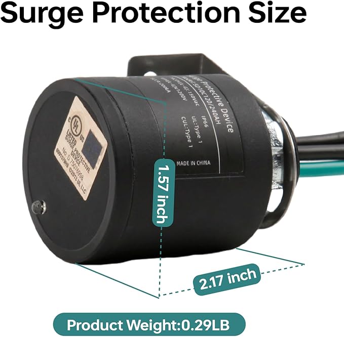WeCooper 120/240VAC Universal HVAC Surge Protective Device,Type 1 SPD,25KA,IP66,SCCR 200KA,TFMV Technology,1-Phase,3-Wire, UL1449 4th,Ultimate Comprehensive Surge Protection