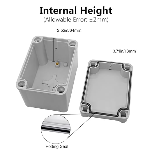 LeMotech Junction Box IP67 Waterproof Dustproof ABS Plastic Project Box for Electrical Outdoor Enclosure Gray 4.3 x 3.1 x 3.3 inch (110 x 80 x 85 mm),2 Pack