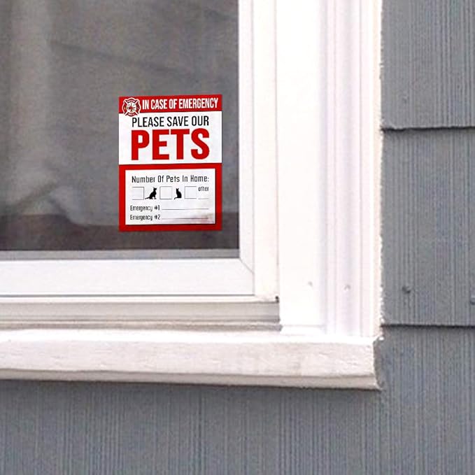 IT'S A SKIN Pet Rescue Sticker - Fire Safety - Emergency Pet Window Decal - Dog Cat 4x5 Durable Laminate 4 Pack