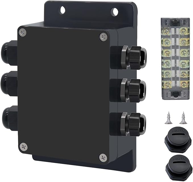 Project BoxI P67 Outdoor Waterproof Box Electronic Junction Box with 25A 600V 6P Barrier Terminal 3IN/3Out Electrical Boxes 4.5x3.5x2.12 inch