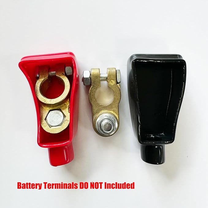 Ampper Top Post Flexible Battery Terminal Cover, Battery Terminal Clamp Insulator Protector W/Washers for Car, Vehicle, RV and Boat (Large, 2 Sets)