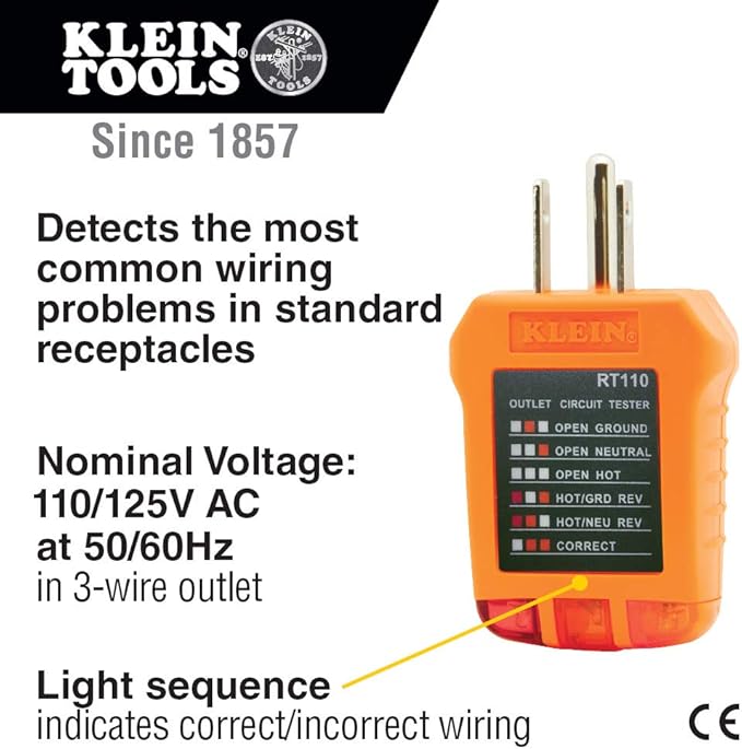 Klein Tools 69149P Electrical Test Kit with Digital Multimeter, Non-Contact Voltage Tester and Electrical Outlet Tester, Leads and Batteries