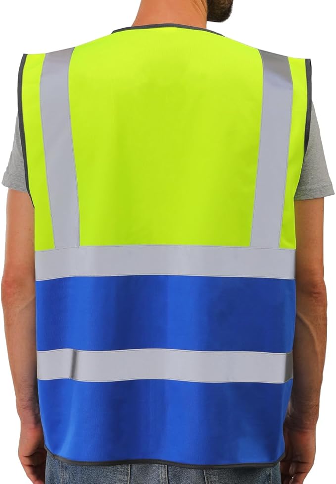Dib Safety Reflective Vest ANSI Class 2, High Visibility Vest with Pockets and Zipper, Construction Work, Hi Vis