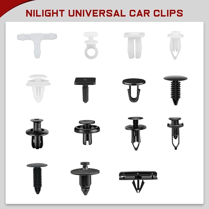 Nilight 501PCS Universal Car Clips Mixed Auto Bumper Fender Trim Door Shield Engine Retainer Rivet Push for GM Ford Chrysler Toyota Lexus Honda Acura Dodge Jeep Fastener Remover,2 Years Warranty