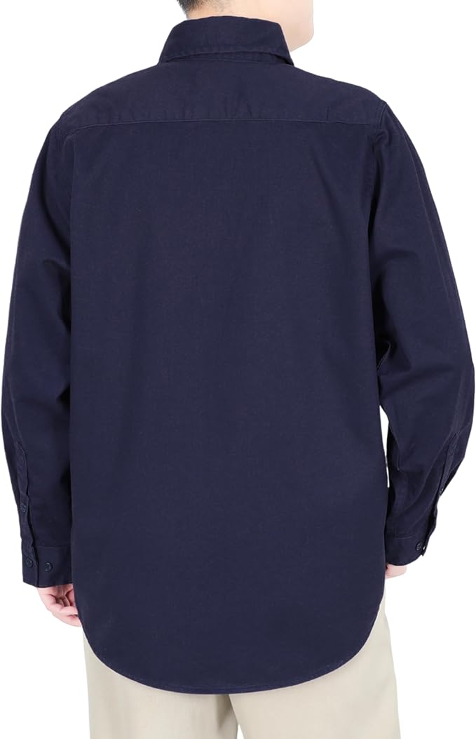 TICOMELA Men’s Mid-Weight FR Welding Shirt, 7.5oz 100% Cotton NFPA 2112 CAT2 – Flame-Resistant Button-Down Work Shirt