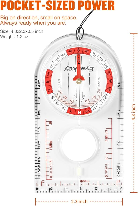 Eyeskey Advanced Orienteering Compass for Hiking & Navigation